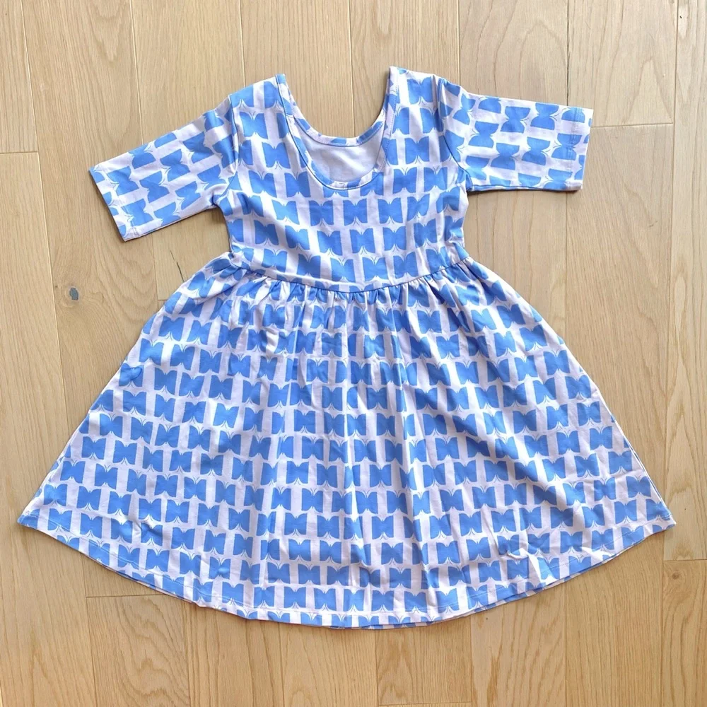 NWT Hanna Andersson Skater Dress with Pockets, Blue Butterflies Size 120 (6-7) - Picture 4 of 8